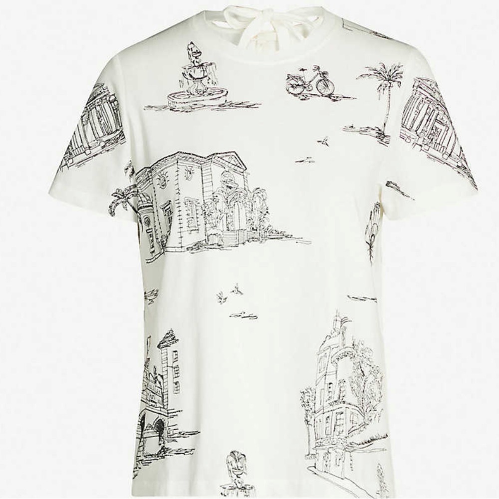 Maje toulouse embroidered cotton jersey t shirt